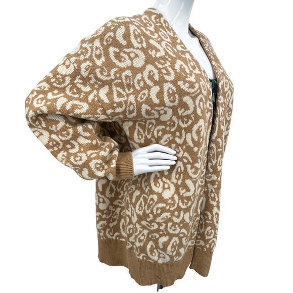 Current Elliott The Oversized Cardigan Camel Cream Leopard Print Nursing Size L - Picture 3 of 10